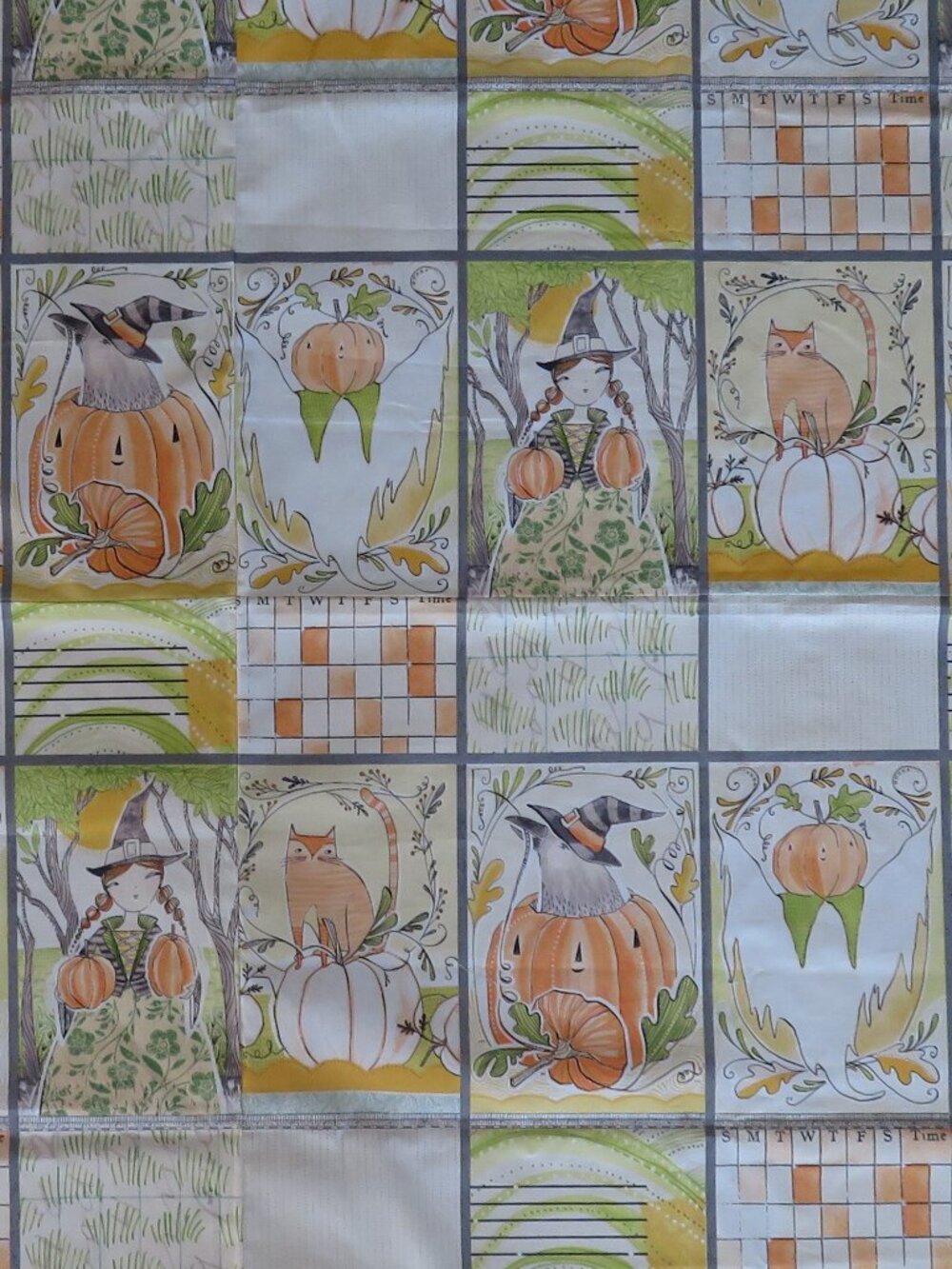Halloween Cotton Fabric Panels Witch Pumpkins Quilting Crafts